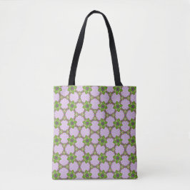 Lila- und grüne floral geometrische Muster-Tasche