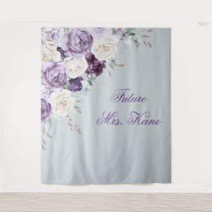 Lila und grüne florale moderne Hochzeit Wandteppich