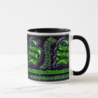 Lila und grüne kranke Stock-Gewohnheits-Tasse Tasse