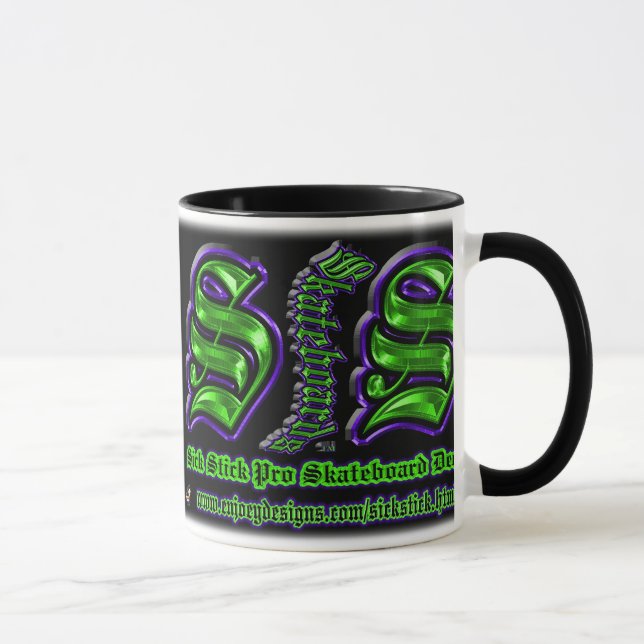 Lila und grüne kranke Stock-Gewohnheits-Tasse Tasse (Rechts)
