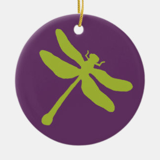 Lila und grüne Libelle Keramikornament