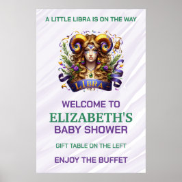 Lila und grüne Libra-Sternzeichen-Baby-Party Poster