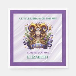 Lila und grüne Libra-Sternzeichen-Baby-Party Serviette