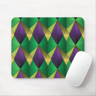 LILA UND GRÜNE MARDI GRAS DIAMOND KARIERT PATTERN MOUSEPAD