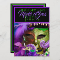 Lila und grüne Mardi Gras Maske