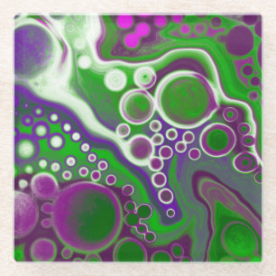 Lila und grüne Marmorflüssigkeiten Kunst Glasuntersetzer