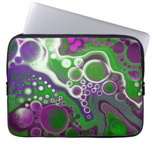 Lila und grüne Marmorflüssigkeiten Kunst Laptopschutzhülle