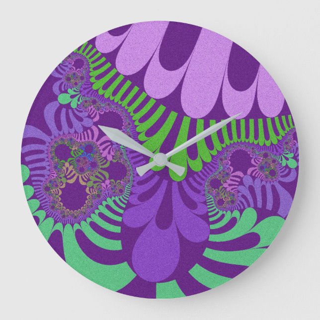 Lila und grüne Mod Große Wanduhr (Vorderseite)