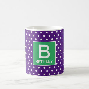 Lila und grüne (oder benutzerdefinierte Farbe) Mon Kaffeetasse