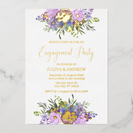 Lila und grüne Partei für Blumenbezug Folieneinladung