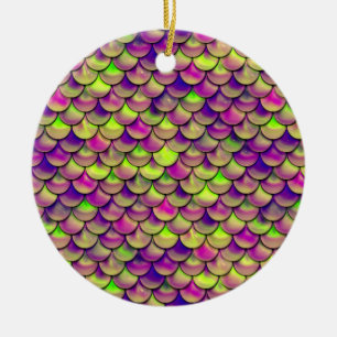 Lila und grüne Skala Keramik Ornament