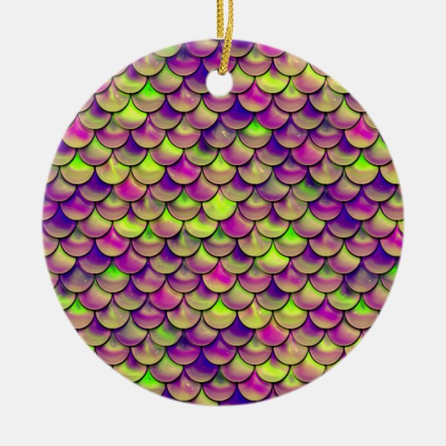 Lila und grüne Skala Keramik Ornament (Vorne)