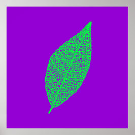 Lila und grüne Skelettblatt-Linienkunst Poster