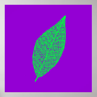 Lila und grüne Skelettblatt-Linienkunst Poster