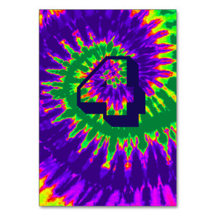 Lila und grüne Spirale Gefärbte Krawatte Hochzeits Tischnummer