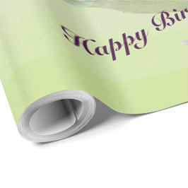 Lila und grüne Wasserfarbencreme Geschenkpapier