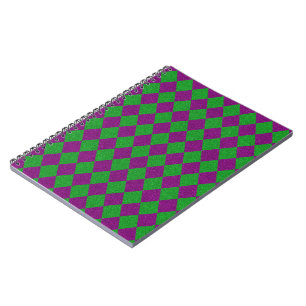 Lila und grüner Diamantglitter Notizblock