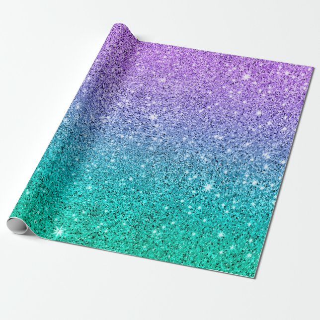 Lila und grüner Glitzer ombre Geschenkpapier (Ungerollt)