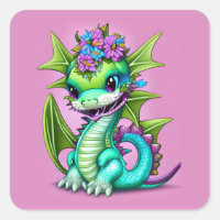 Lila und grünes Baby-Drachen-Poster