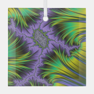 Lila und grünes Fraktal Landschaft Kunst, Dichtung Ornament Aus Glas
