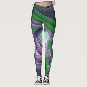 Lila und grünes Fraktal Leggings