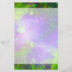 lila und grünes Galaxy Nebula Weltraumbild. Briefpapier