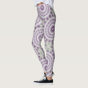 Lila und grünes Mandala-Muster Leggings