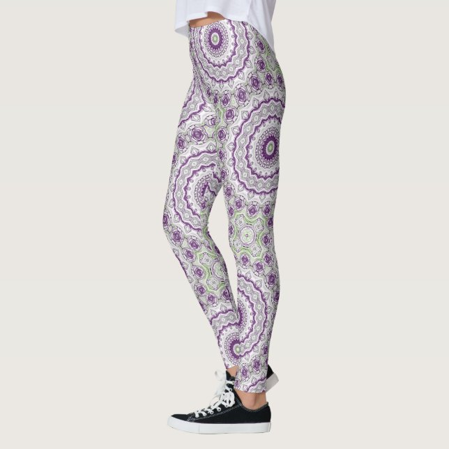 Lila und grünes Mandala-Muster Leggings (Links)