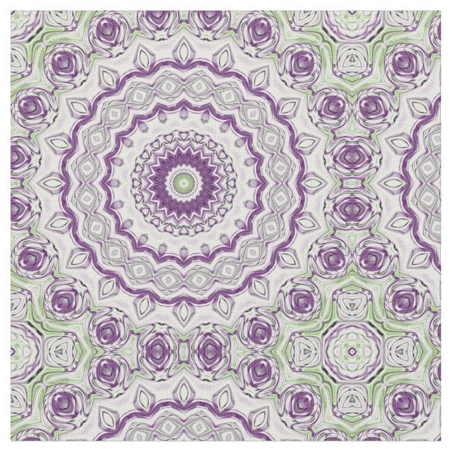 Lila und grünes Mandala-Muster Stoff (Nahaufnahme)