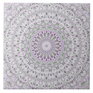 Lila und grünes Mandala-Musterdesign Fliese