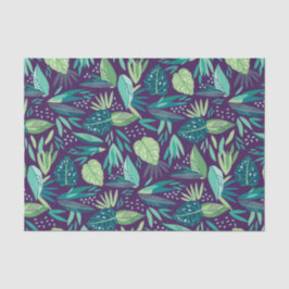 Lila und grünes Muster botanischer Blattmuster Seidenpapier