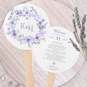 Lila und Hellblauer Rosenkranz Hochzeit Fächer
