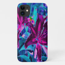 Lila und Hot Pink Abstrakte Orientalische Lilien B