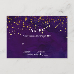 Lila und Imitat-GoldGlitzer RSVP Karte