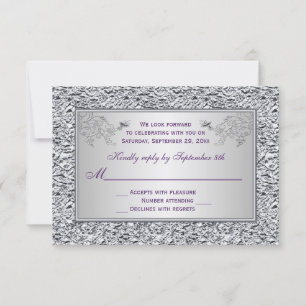 Lila und IMITATE Silver Foil Floral RSVP Card II Karte