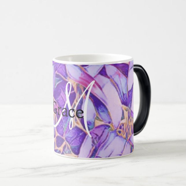 Lila und Imitats Gold Blume Tasse (VorderseiteRechts)