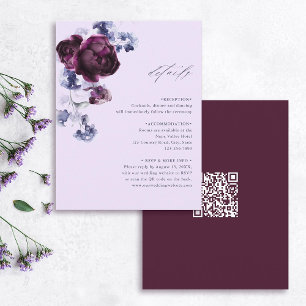 Lila und indischer QR-Code für Hochzeiten Begleitkarte