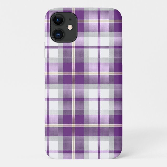 Lila und Kariertes Tartan-Muster Case-Mate iPhone Hülle (Rückseite)