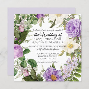 Lila und Lavendel Elfenbeinküste Vintag botanische Einladung