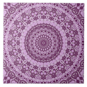 Lila und Lavendel geometrisches Mandala-Muster Fliese