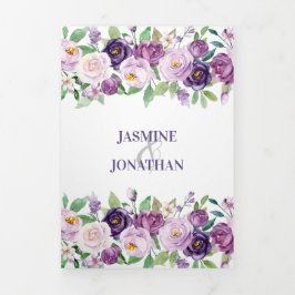 Lila und Lavendel-Rose Hochzeit | Dreifach Gefaltete Einladung