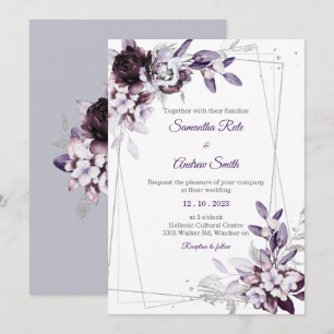 Lila und Lavendel Silberne Hochzeit Einladung