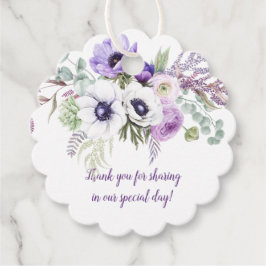 Lila und Lavender Watercolor Blume Hochzeit | Geschenkanhänger