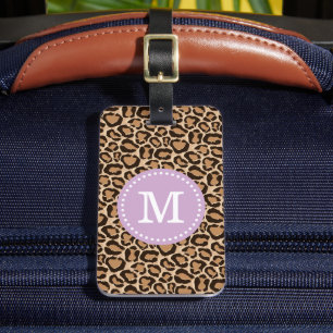 Lila und leopard Print Custom Monogram Gepäckanhänger