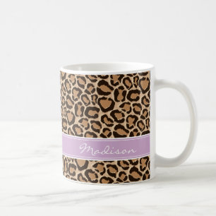 Lila und leopard Print Custom Monogram Tasse