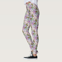 Lila und lila BlumenLeggings