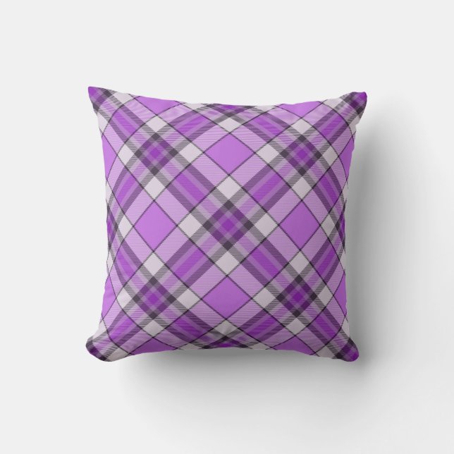 Lila und Lilac Tartan Cushion Kissen (Vorderseite)