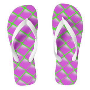 Lila und Limettengrün-Muster Flip Flops