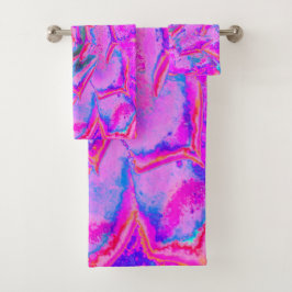 Lila und Magenta Succulent Sedum Rosette Badhandtuch Set