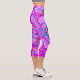 Lila und Magenta Succulent Sedum Rosette Capri Leggings